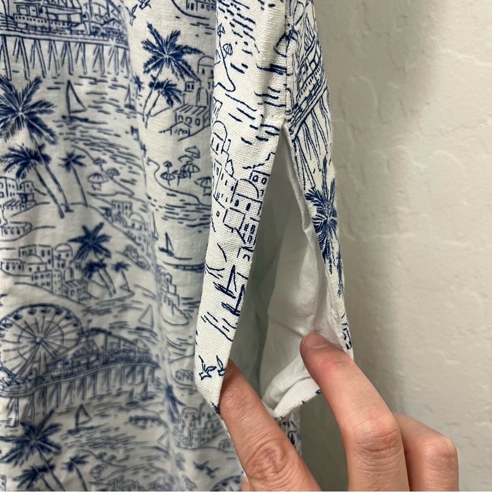 Old Navy Sleeveless V-Neck Dress Sz M Beach Boardwalk Scene Print Vacation - Picture 3 of 9